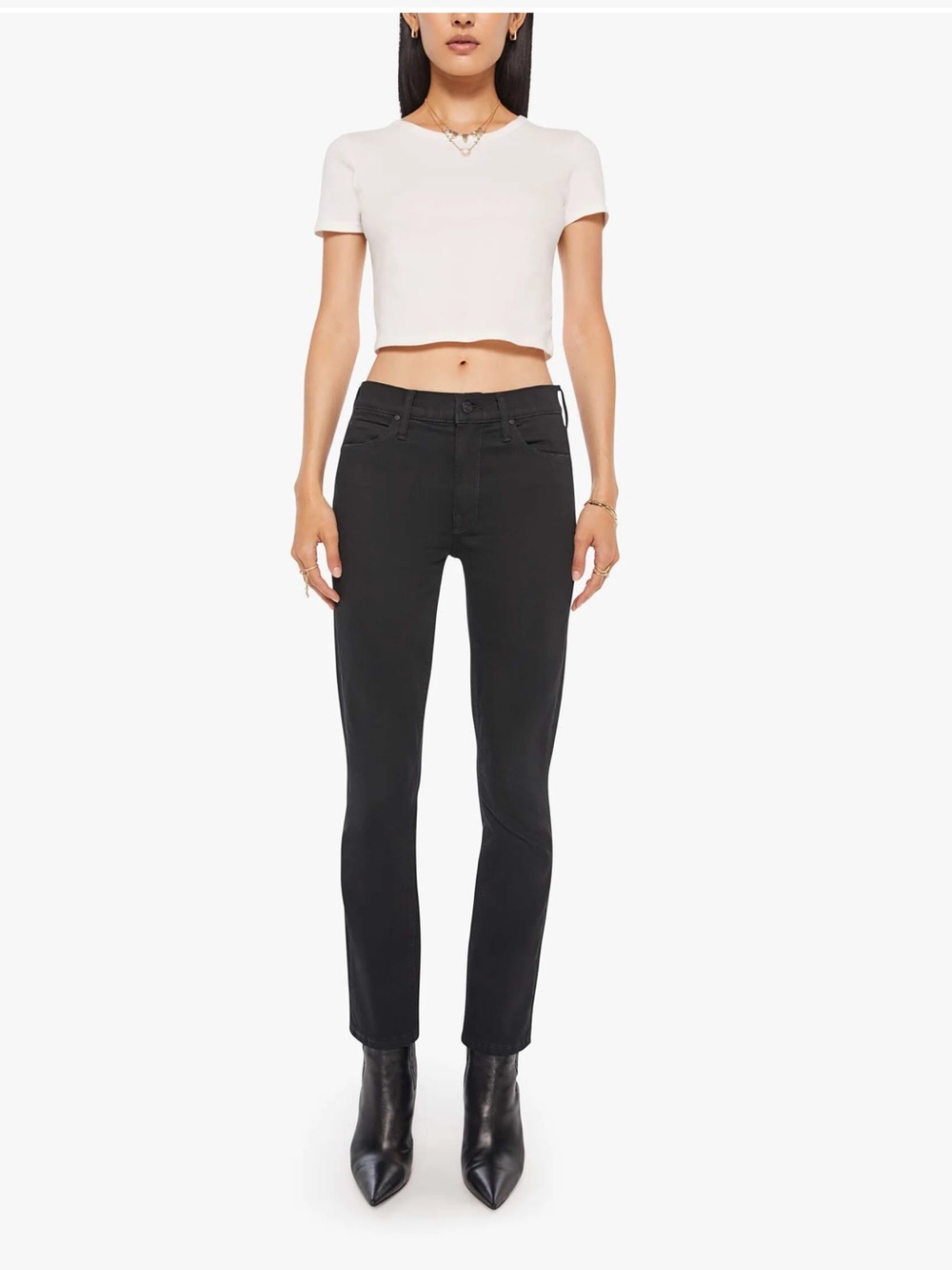 MOTHER Mid Rise Dazzler Ankle Jeans 30 Not Guilty Black Stretch